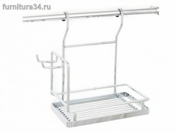 Просмотр фото... Полка навесная для специй с боковыми крючками 280х150х265мм, хром